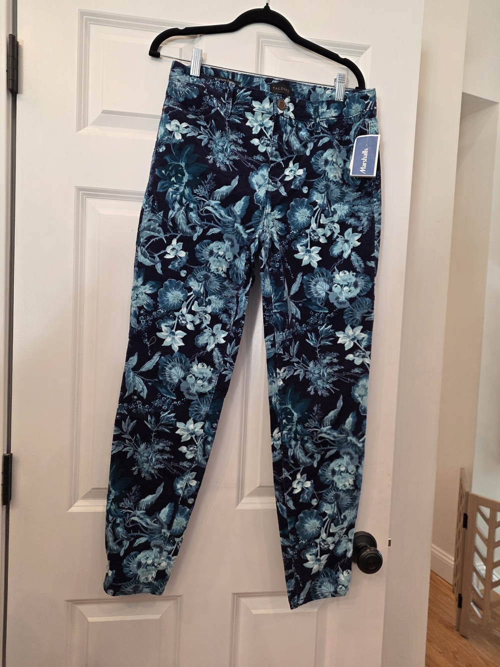 Talbots Navy & Teal Floral Cropped Jeans